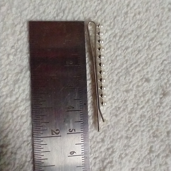 Faux pearl hair pins pair silvertone - Picture 2 of 2